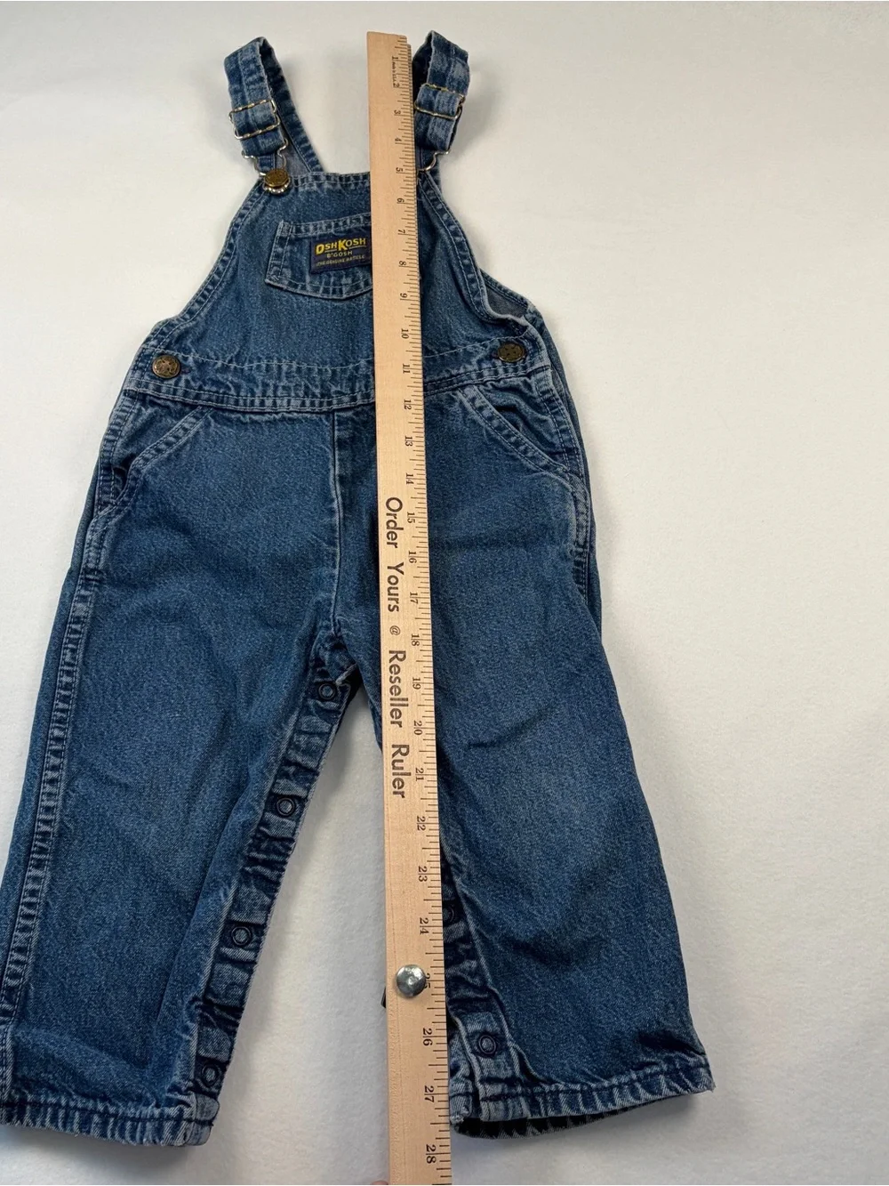 VTG Oshkosh B’Gosh Vestbak Solid Denim Blue Jean Overalls Made in‎ USA Unisex 3T